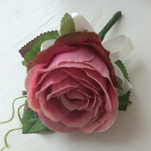 pink silk rose buttonhole