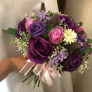 purple artificial wedding bouquet
