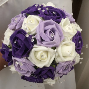 purple lilac and ivory wedding bouquet