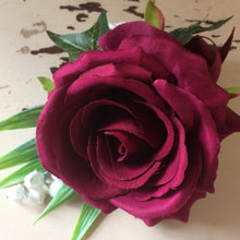 silk burgundy rose buttonhole