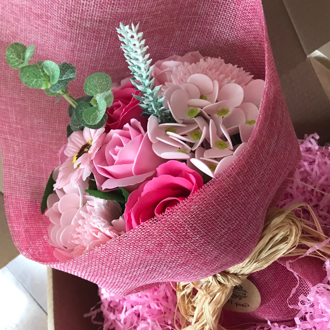 pink soap flower bouquet