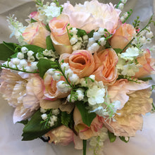 artificial silk peach brides bouquet