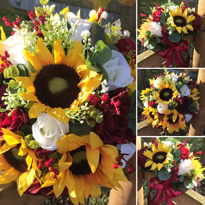 artificial sunflower wedding bouquet