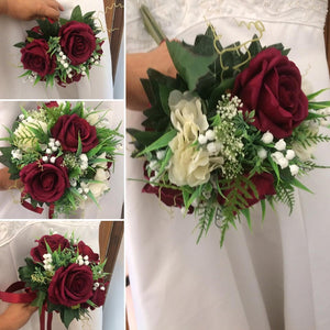 bouquet collection of burgundy silk roses
