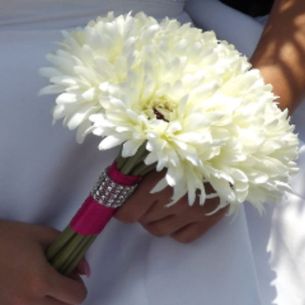 ivory gerbera wedding bouquet