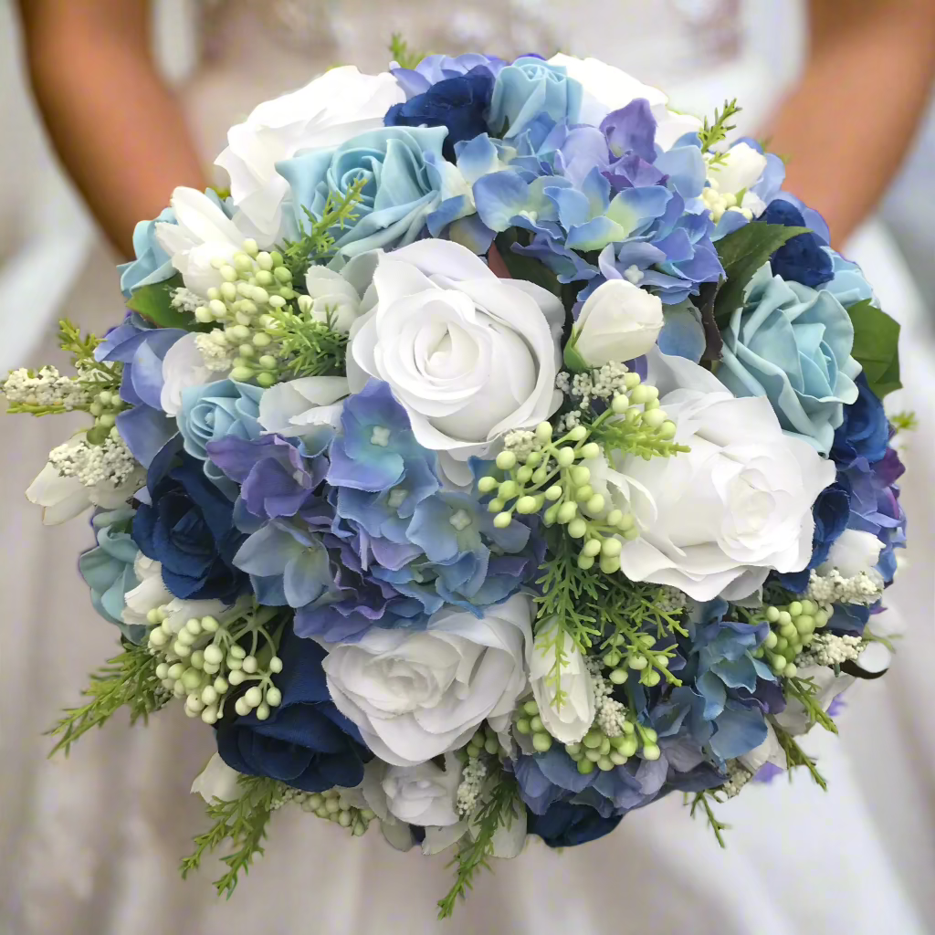 Blue silk discount flowers