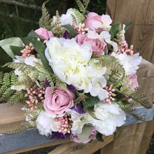 artificial bridal bouquet of peonies and dusky pink roses
