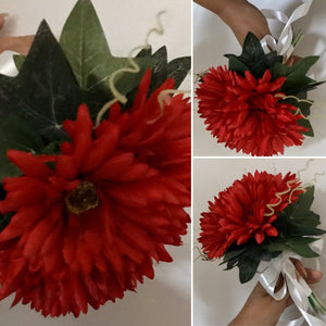 a bridesmaids simple posy bouquet design of red gerberas