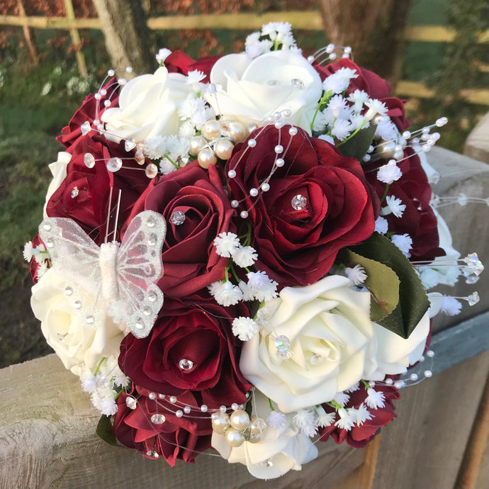 burgundy and ivory wedding bouquet