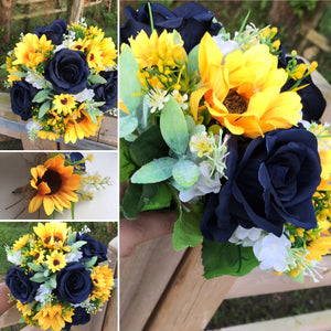 navy or royal blue artificial wedding bouquet