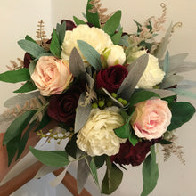 blush and burgundy artificial wedding bouquet