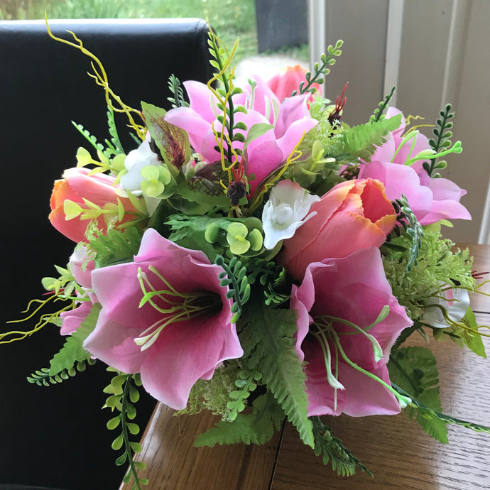 lilies and tulip memorial pot