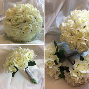 artificial wedding bouquets of ivory roses