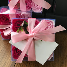 9 pretty pink soap roses in cello box