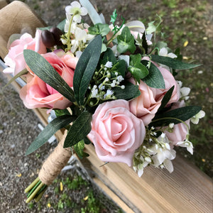 A medium bridal bouquet featuring blush & pink flowers