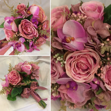 a collection of wedding bouquets in dusky pink