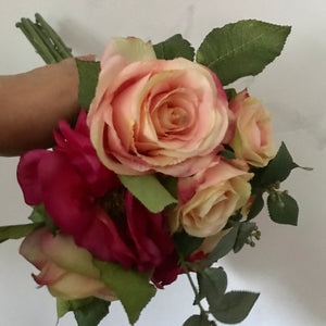a wedding posy of artificial rose flowers