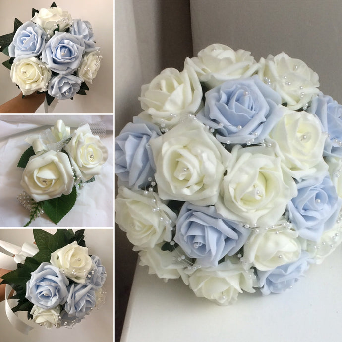 baby blue wedding bouquet collection