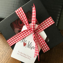 9 red soap roses in black presention box