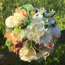 artificials flowers feature in thos weddiing bouquet