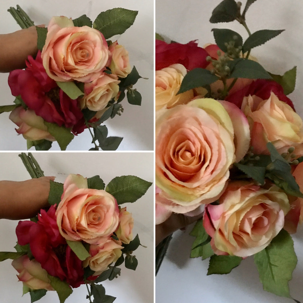 a posy of artificial rose flowers