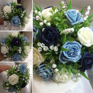 a collection of bouquets using artificial foam roses