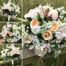 pink and peach wedding flower bouquet