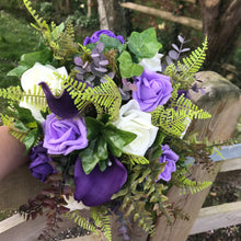 A Bouquet collection of ivory lilac & purple artificial Foam Roses & Calla Lilies