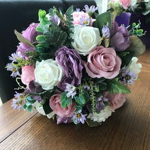 purple and pink bridal bouquet