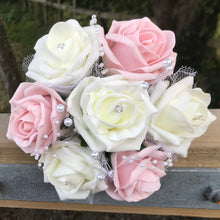 A wedding collection of ivory & pink roses, diamante & pearls