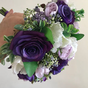 lilac and purple artificial wedding bouquet