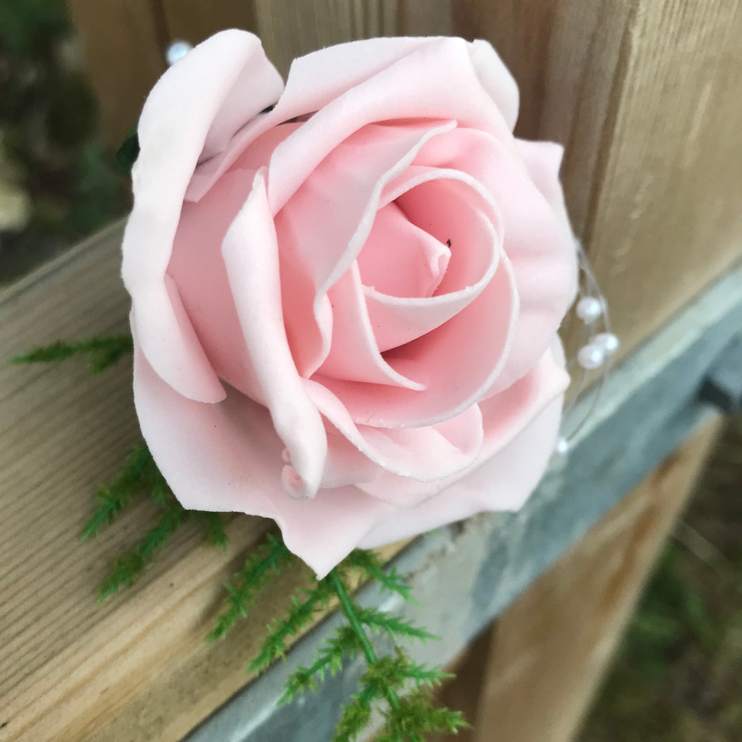 wedding bouquet collection of ivory & pink roses, diamante & pearls ...