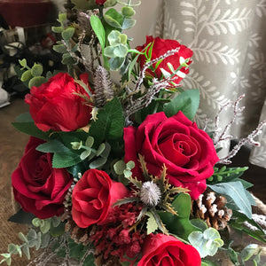 A Christmas arrangement of roses