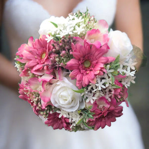 pink gerbera wedding bouquet
