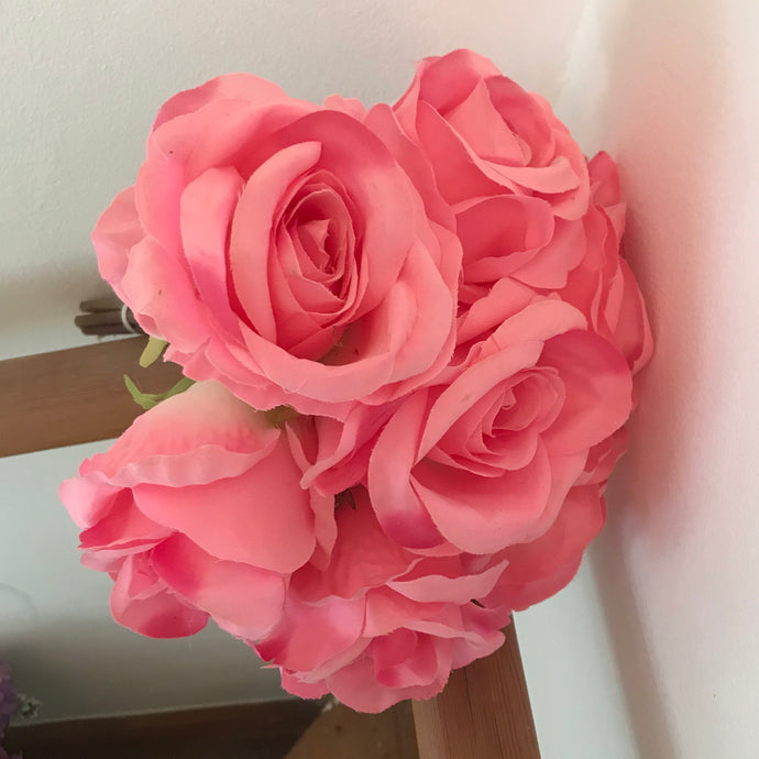 deep pink large silk roses