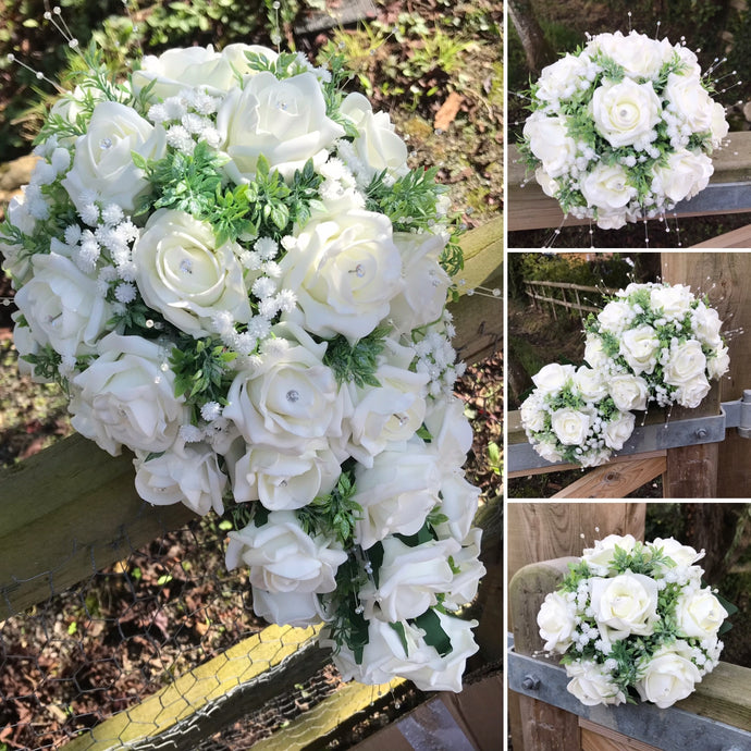bridal boquet collection of ivory roses