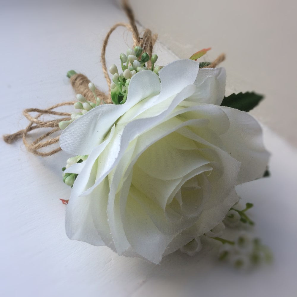 ivory silk rose buttonhole
