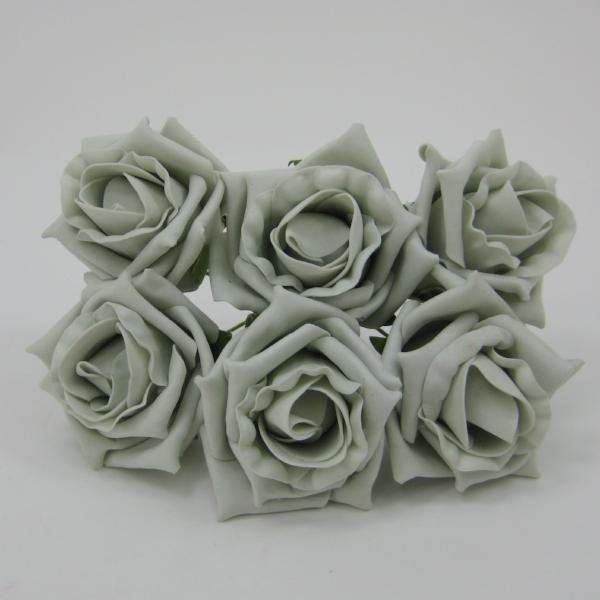 6cm silver coloured foam roses